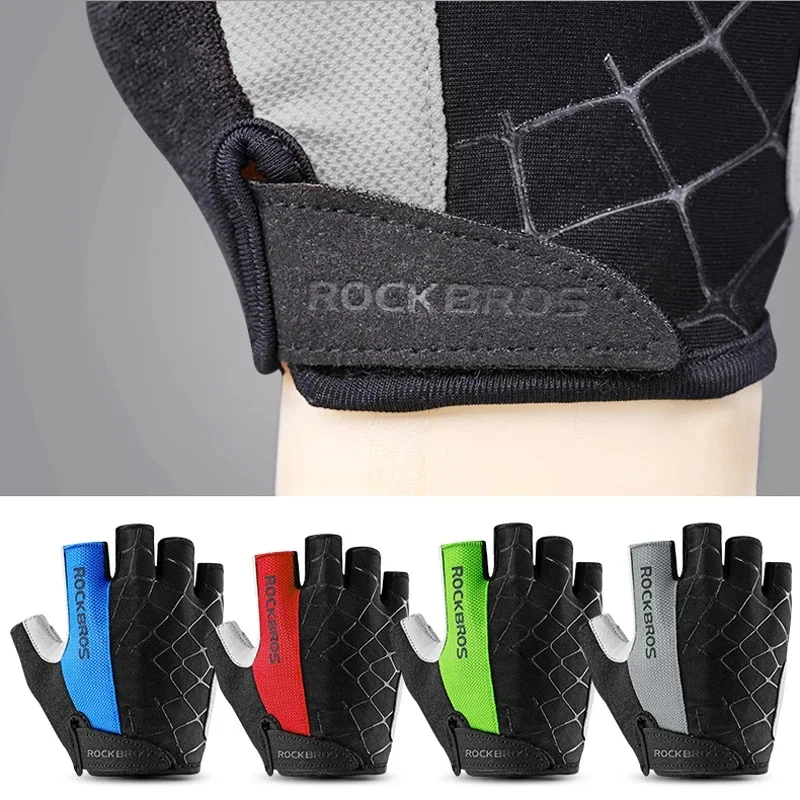 ROCKBROS New Road Bike MTB Gloves Microfiber Wear Resistant Gym Training Fingerless Glove Half Finger Bicycle Cycling Equipment