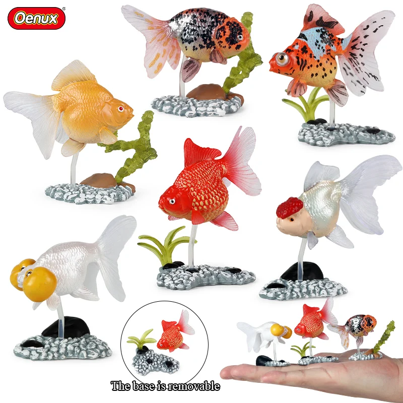 Oenux Ocean Animals Simulation Sea Life Salmon Shark Fish Model Action Figures DIY Miniature Decoration Early Education Kids Toy