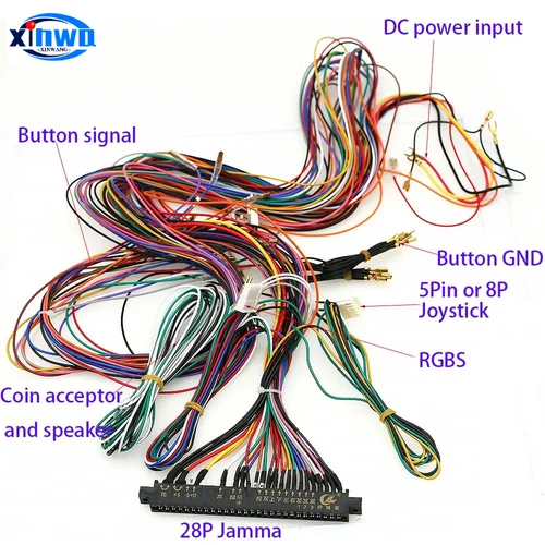 Conector de 28 pines, arnés de cables de telar Jamma para caja de Arcade, tablero de juegos, botón de Joystick, interfaz de chasis de vídeo de moneda de gabinete Neo Geo