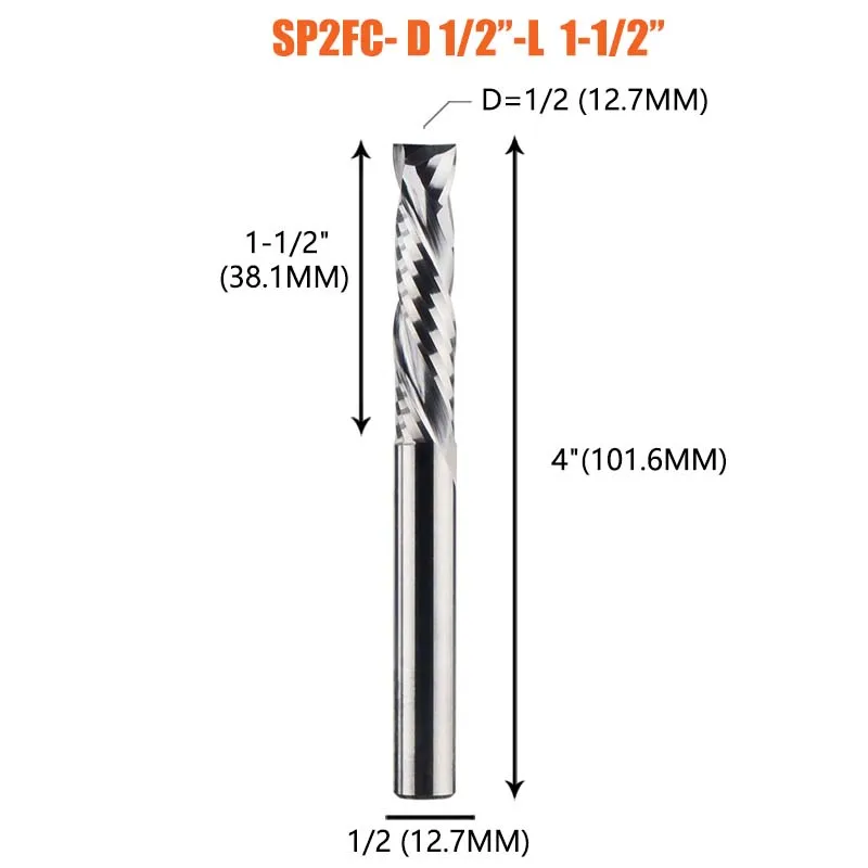 Compressie Frees Houtwerk Up & Down Cut Twee Fluiten Spiraal Carbide Frees Cnc Router Hout End Mill Cutter bits
