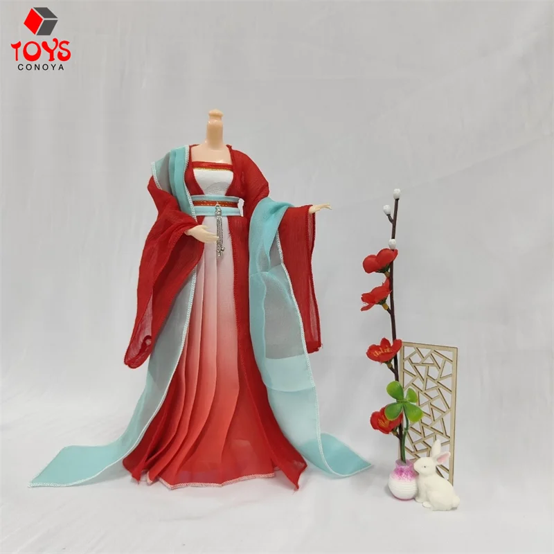 Model Pakaian Kuno Tiongkok Hanfu Dinasti Tang Skala 1/6 Cocok untuk Boneka Tubuh Figur Aksi Prajurit Wanita 12 Inci