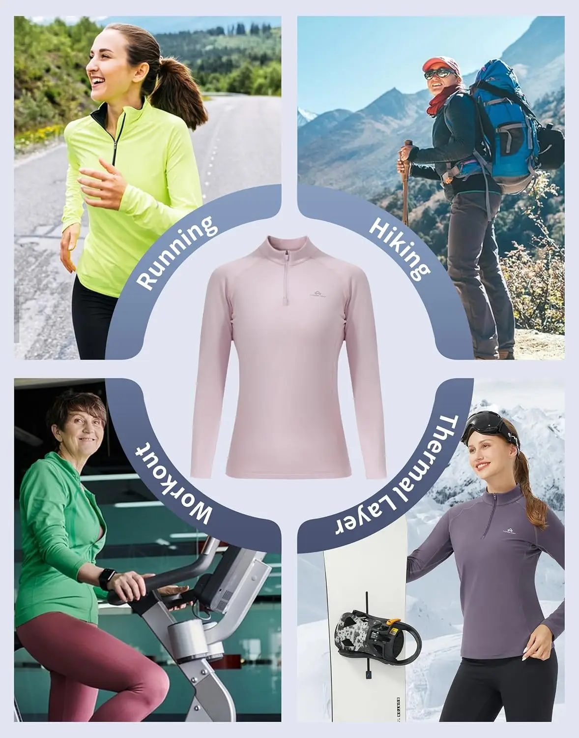 Pioneer Camp Women's Quarter Zip Pullover Long Sleeve Thermal Fleece Lining Lightweight Athletic Tops for Running Golf view 5