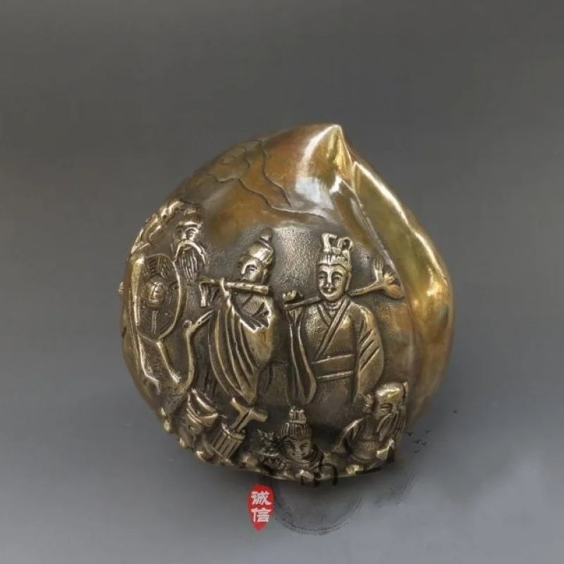 Pure copper longevity peach and eight immortals celebration ornament, antique collectible gift