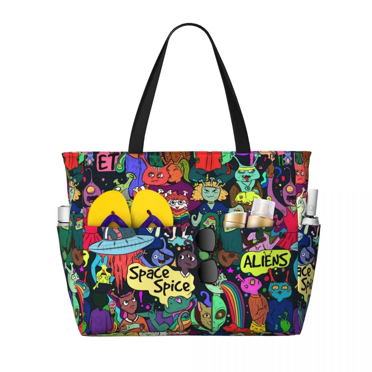 

Красочная пляжная сумка-тоут с изображением уличного искусства на заказ, женская очень большая сумка для спортзала, дорожные сумки для покупок в стиле граффити