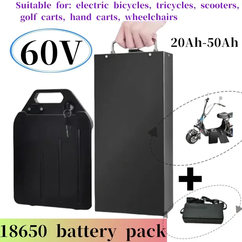 

New 18650 battery pack electric vehicle lithium battery waterproof 60V 50ah two wheel foldable,Citycoco electric scooter bicycle