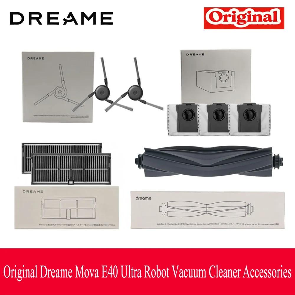 Originele Dreame Mova E40 Ultra Robotstofzuigeraccessoires voor borstels, filters, dweilpads, stofzakken, zijborstels optioneel