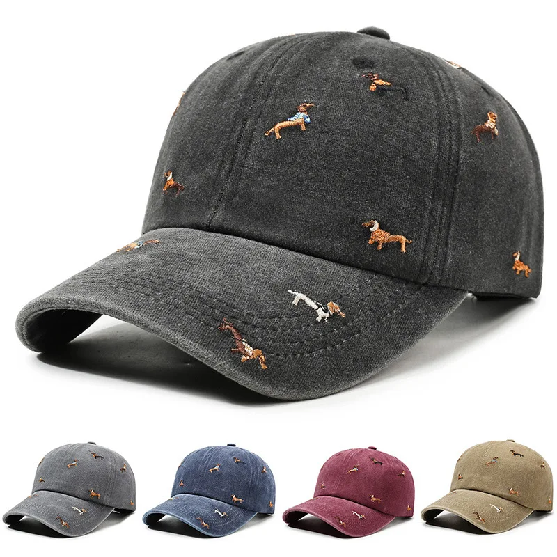 Unisex Sausage Dog Water Wash Baseball Caps Spring Autumn Outdoor Adjustable Casual Hats Sunscreen Hat Sports Cap