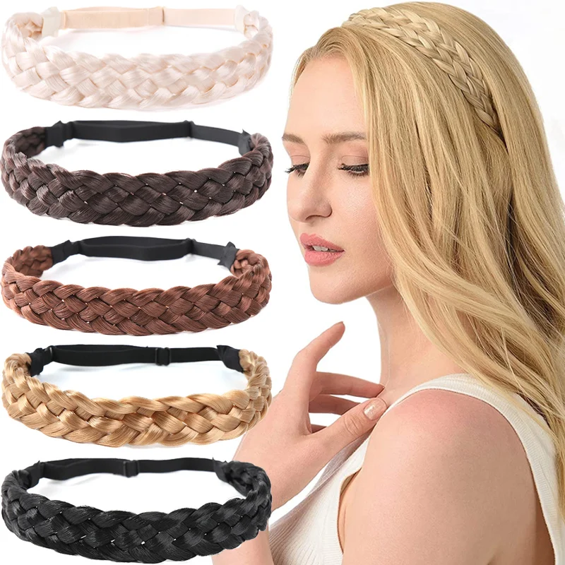 Lady Hairband Fashion pałąk syntetyczny warkocz opaska elastyczna pleciona bransoletka akcesoria do włosów do przedłużania włosów nakrycia głowy