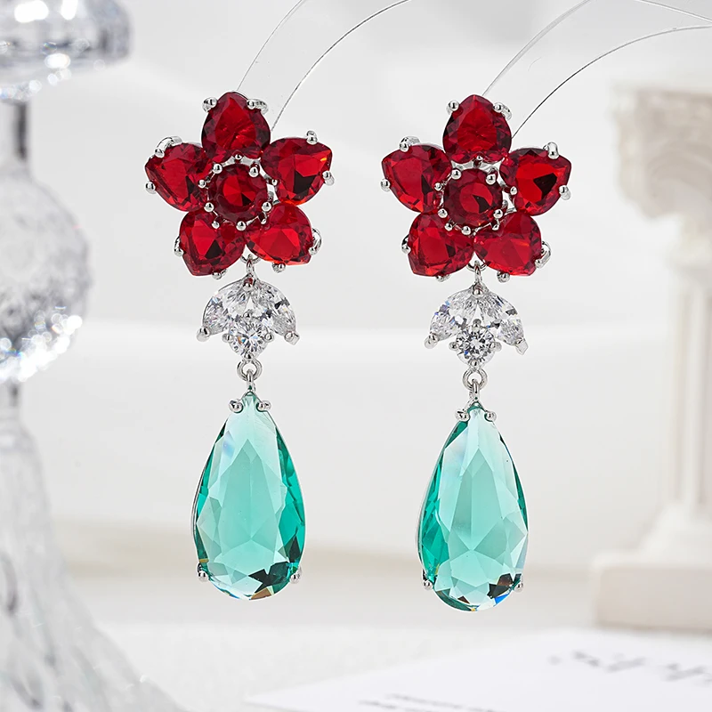 

Роскошные серьги-подвески SENYU в форме цветка с фианитом для свадьбы, роскошные ювелирные изделия для девушек, подарки, ювелирные изделия для юбилея, Нигерия