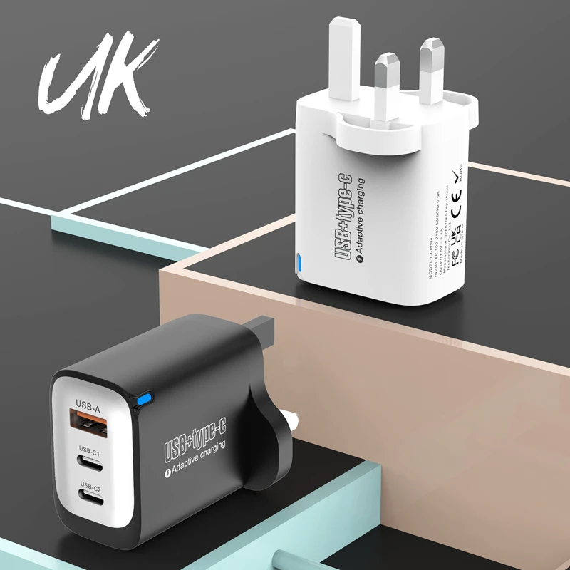 جديد USB + نوع C 3 منافذ شاحن الاتحاد الأوروبي/الولايات المتحدة/المملكة المتحدة محول شحن سريع آيفون باد سامسونج Xiaomi USB نوع C كابلات البيانات 2025 #6