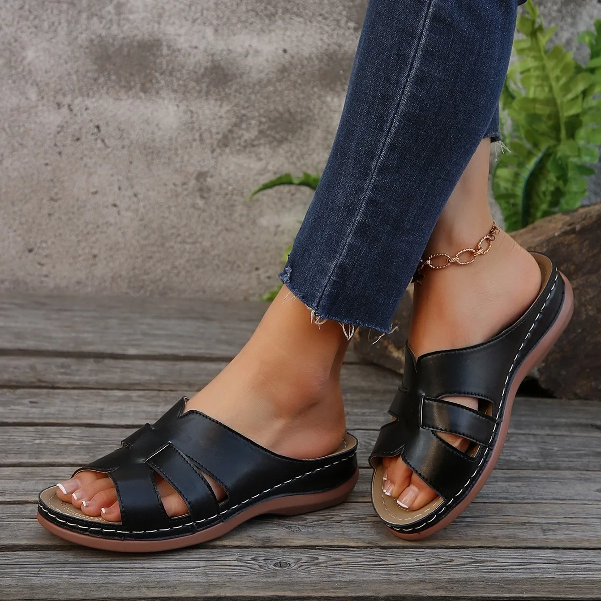 Sandalen Schuhe Frauen Sommer Bequeme Sandalen Frau Rutschen Sandalen Damen Keil frauen Schuhe Strand Schuhe Slipper Weibliche – Detail 5