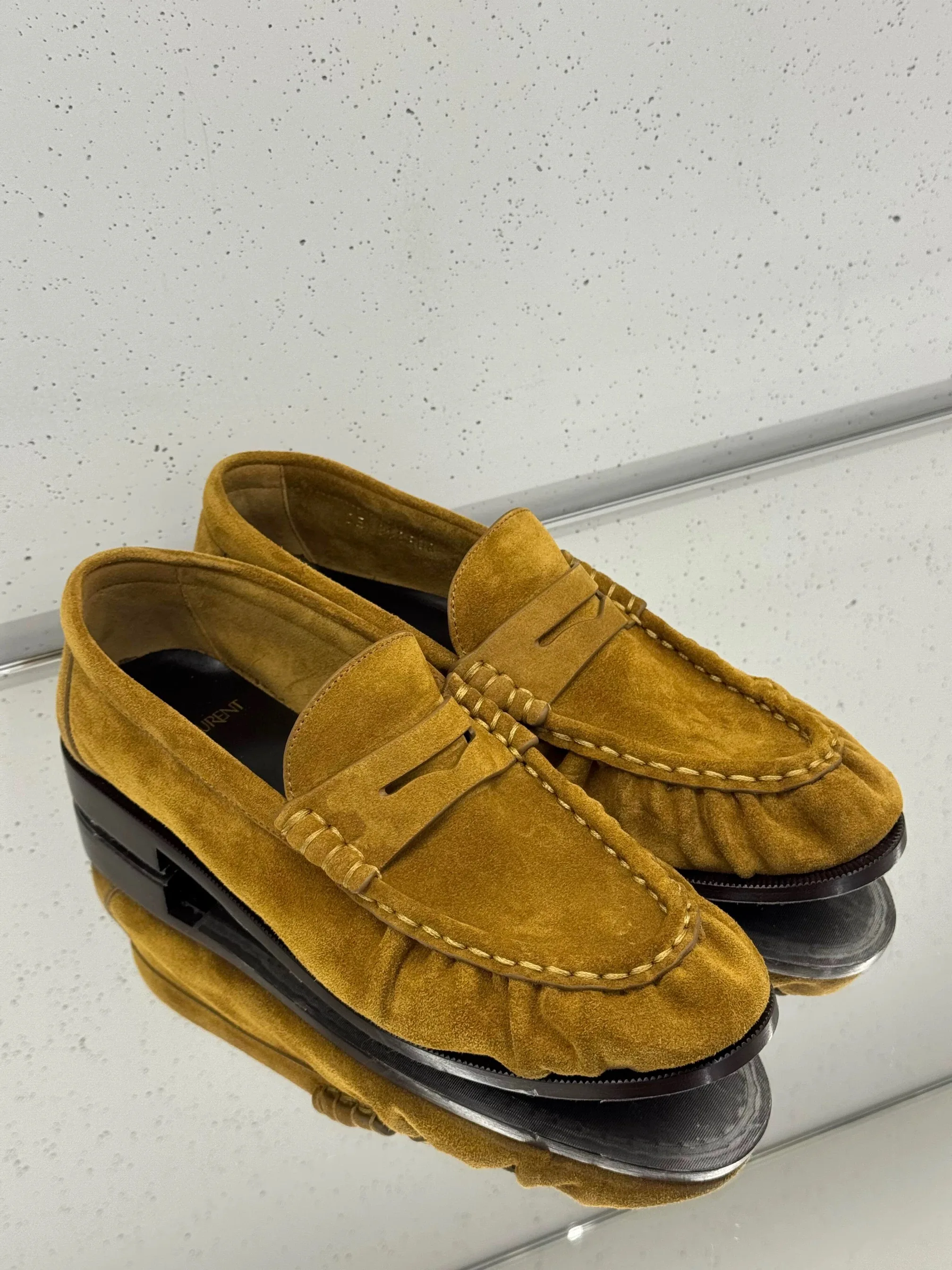 Spring and Autumn New Unisex Vintage Suede Brown Loafers Platform Sole Penny Design Ruched Detail Fashion Casual Daily Shoes