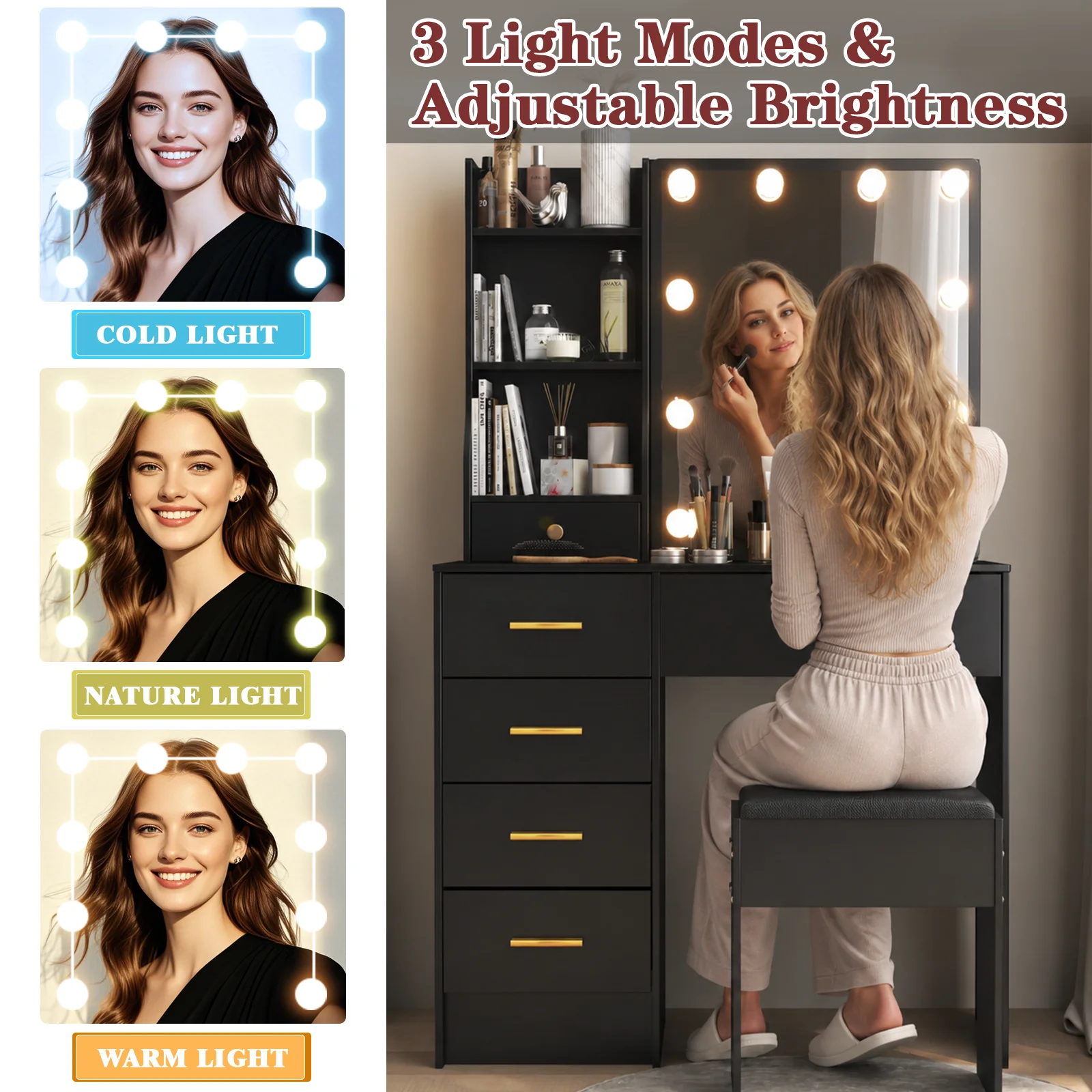 طاولة مكياج LED مع مرآة منزلقة - مراجعة Home Office Guest Room وسعره