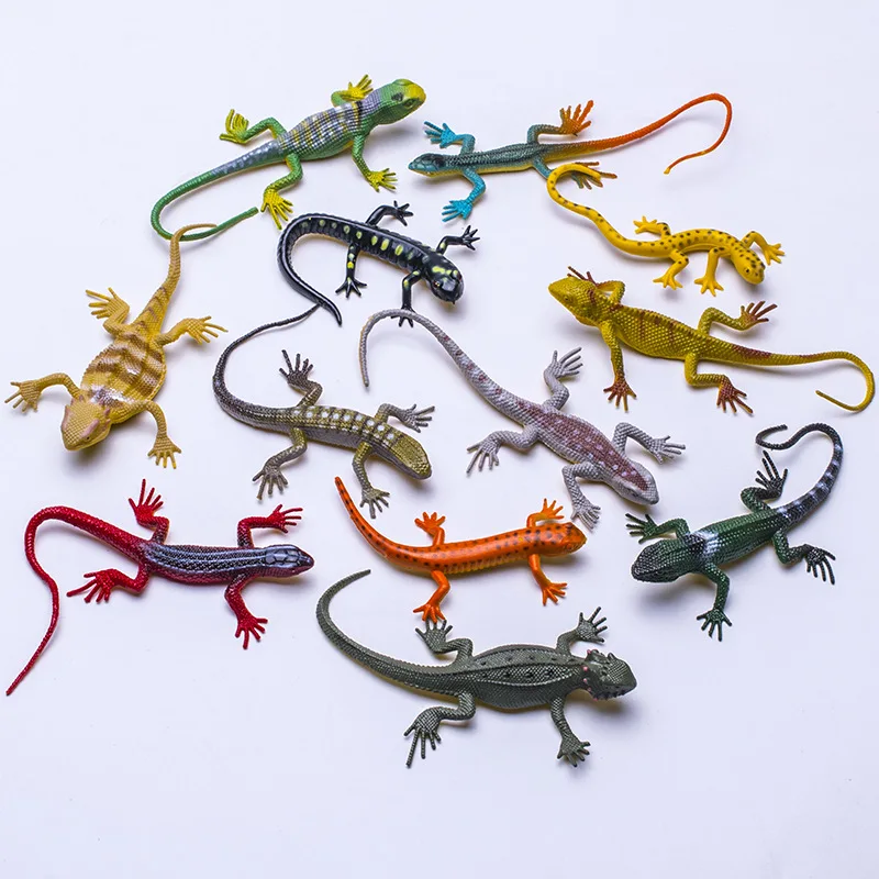 12PCS/Set Simulation Colorful Small Lizard Toys Four-legged Crawling Lizard Model Toys Children Cognitive Toys Gift