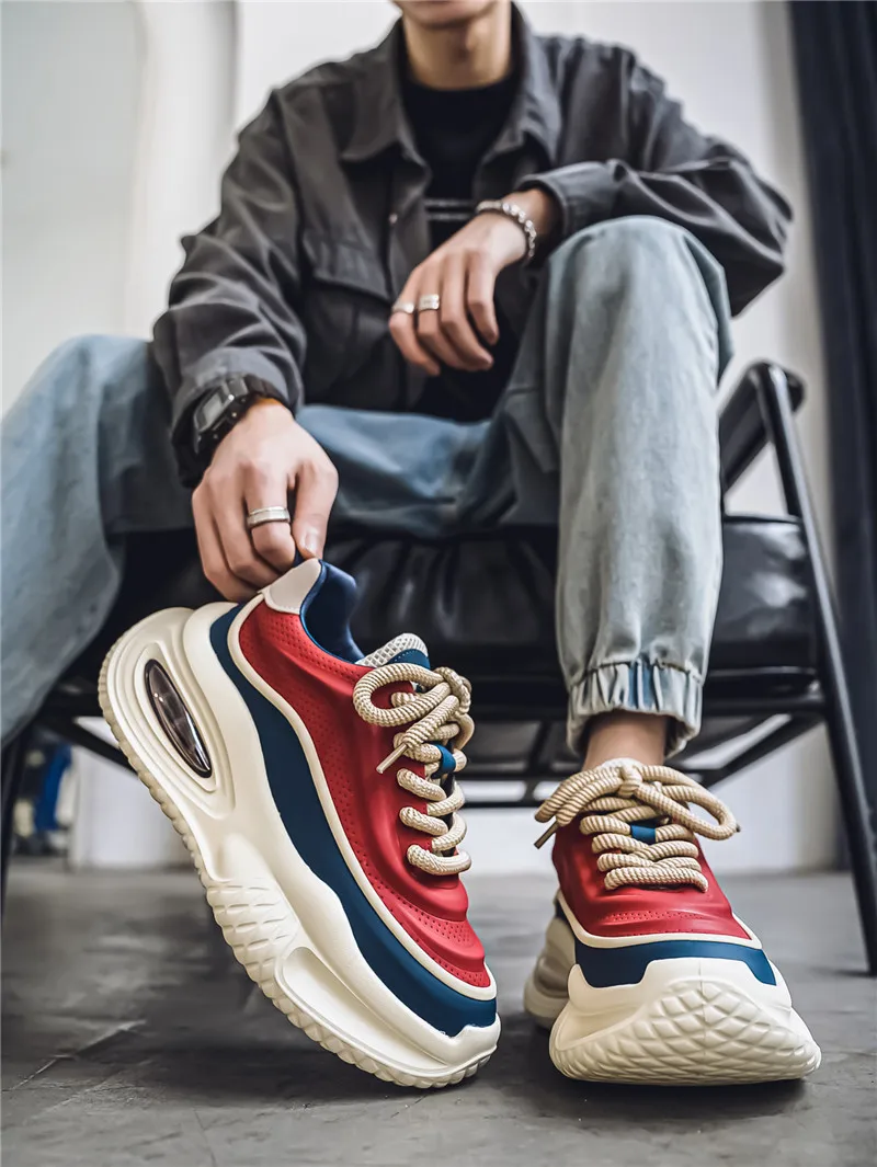 

2024 New Four Seasons Leisure Sports Leather Men's Daddy Shoes Fashion Comfortable Sports Leisure Shoes