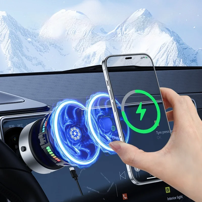 Cooling Electric Vacuum Magnetic Car Phone Wireless Charger Mount Suction Cup Mirro Gym Bath Shower Bracket for Iphone Samsung