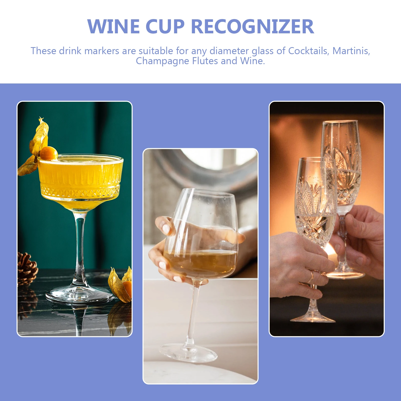 

6Pcs Reusable Iron Wine Glass Markers Christmas Pattern Colorful Drink Identifiers for Bars Parties Weddings Iron Glass Markers