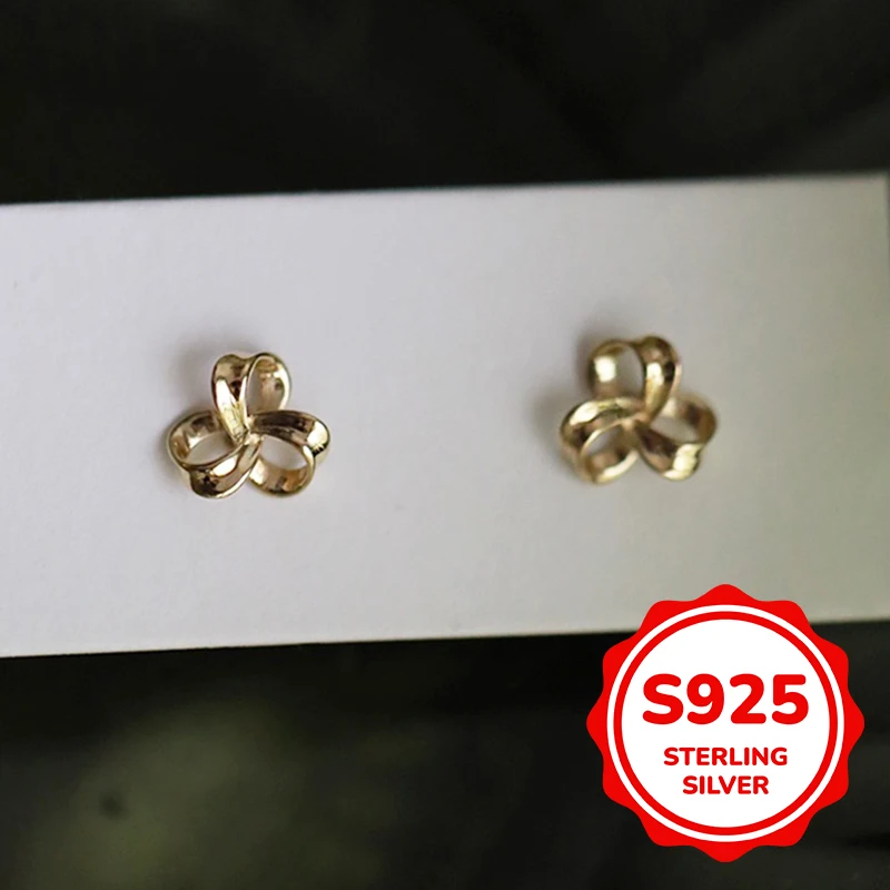 

S925 sterling silver surround three-dimensional flower earrings for women simple classic fashion elegant light luxury retro