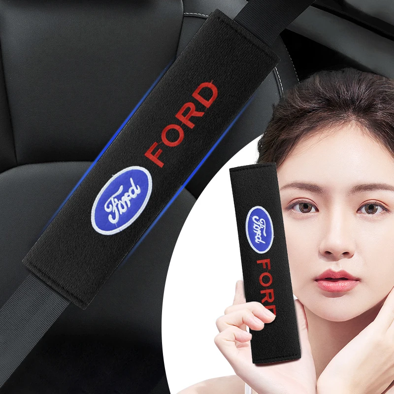 Car Seat Belt Logo Cover Shoulder Pad Car Accessories Styling For Ford Focus Mondeo Kuga Fiesta MK7 Escort Explorer Edge 2 4 MK2