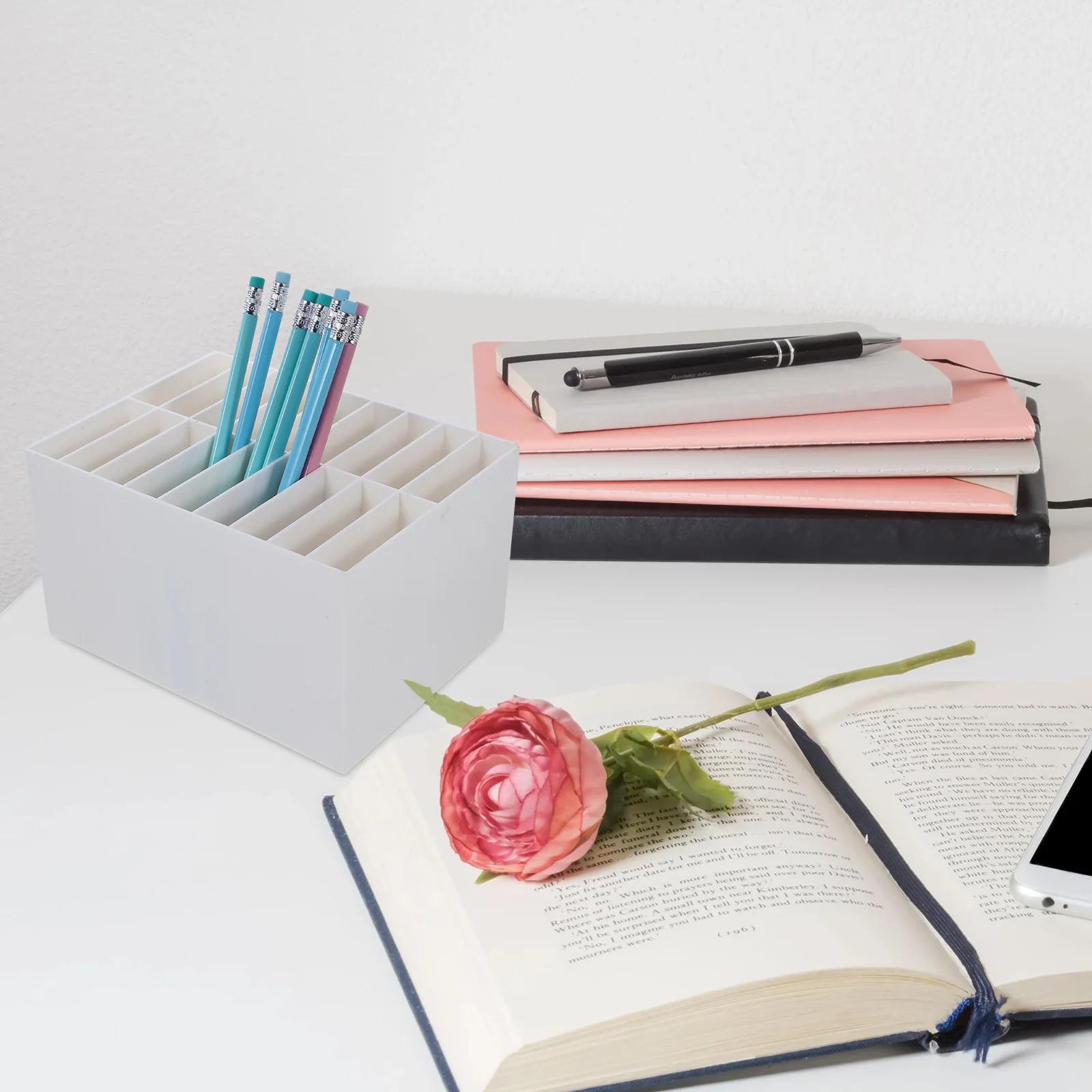 

Pen Holder Desk Marker Storage Organizer Portable Stationery Box Multifunctional Table Pen Stand Pencil Case For School