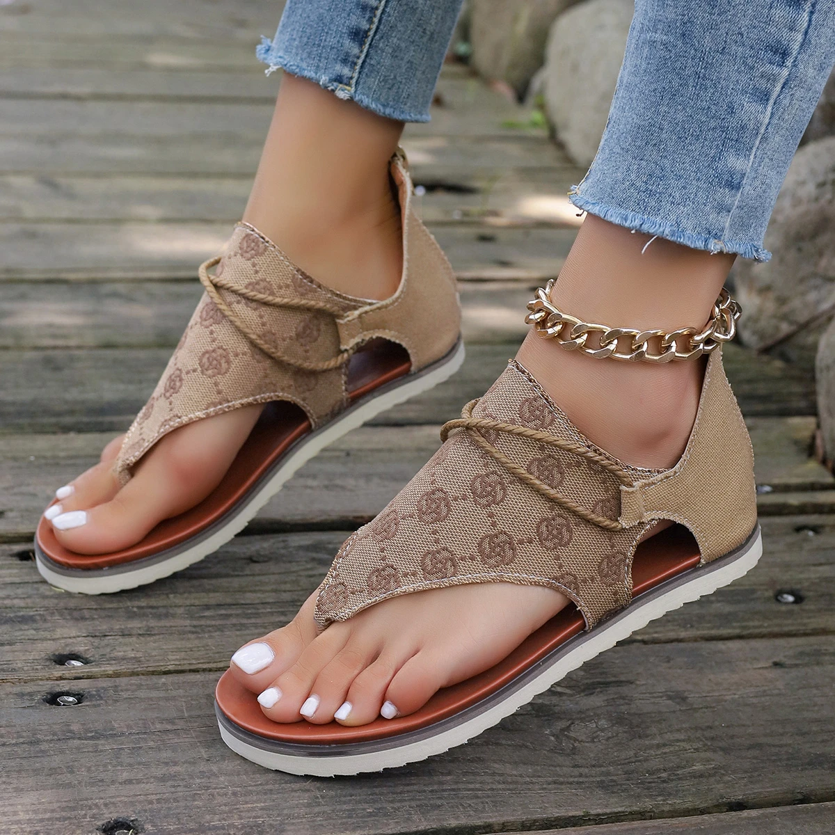 Women Sandals Leopard Summer Shoes Women Large Size Andals Flat Women Sandalias Planas Summer Flat Sandals Sandalias De Mujer