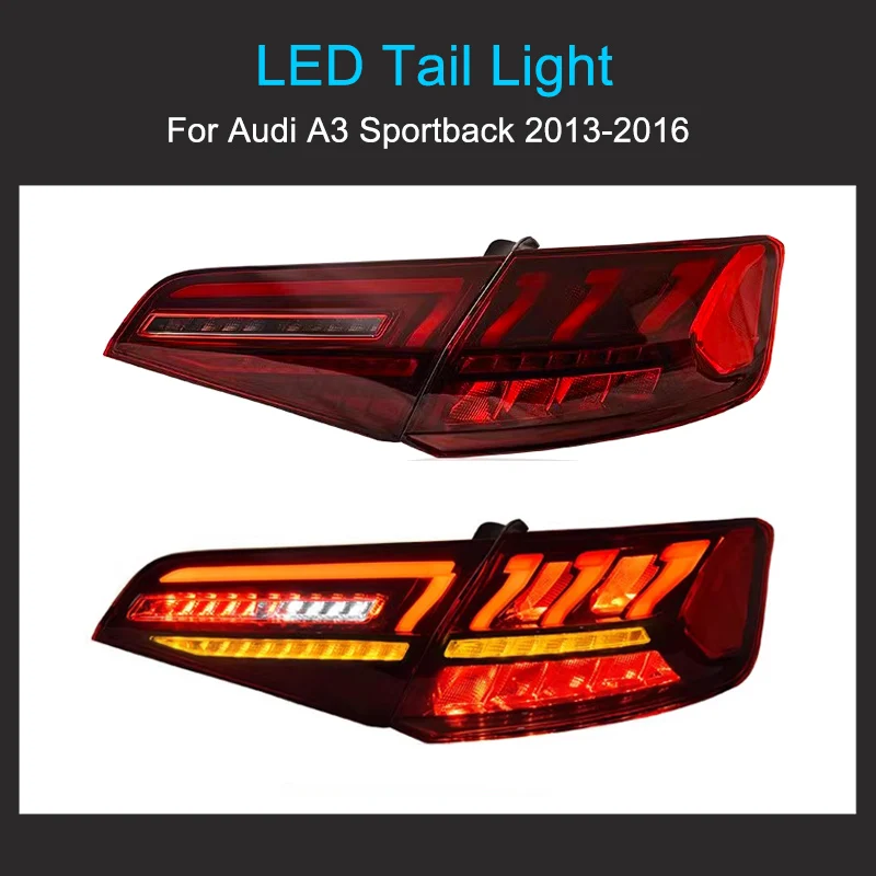 1 Pair LED Tail Light Assembly For Audi A3 Sportback 2013-2016 Taillights Plug and Play with LED Dynamic Turning Rear Tail lamps