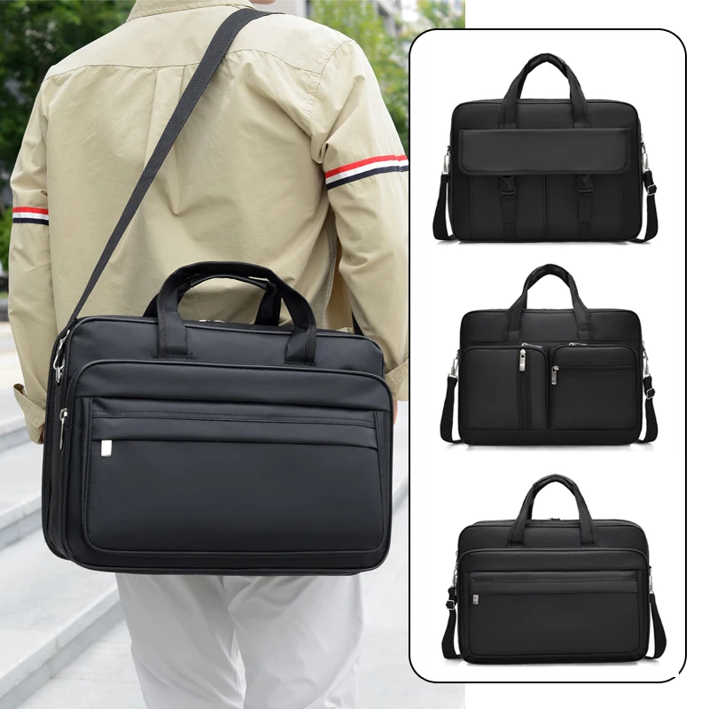 

Портфель с несколькими карманами, мужская офисная сумка на плечо большой вместимости, простые деловые сумки для ноутбука, мужская сумка через плечо для поездок на работу