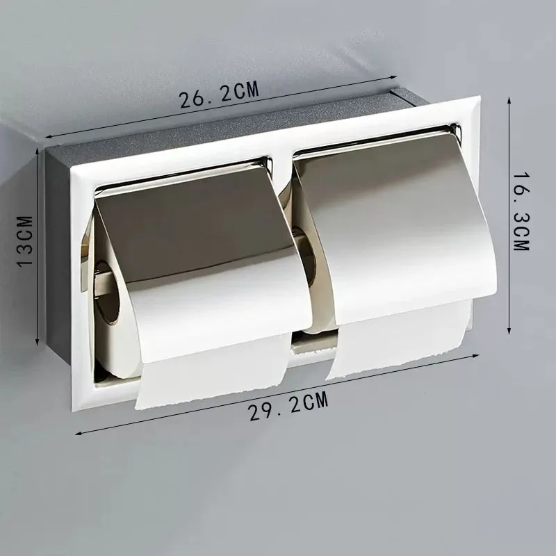 304 Stainless Steel Bathroom Paper Towel Holder Recessed Dark Roll Paper Box Hotel Toilet Tissue Box Holder Rose Gold/Gold