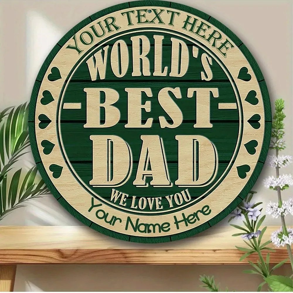 Customizable Heart Personalized Dad Aluminum Wall Plaque 1pc 20x20cm [2D Flat] Fathers Day Present Only For Decoration