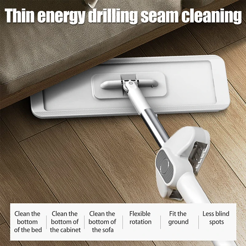 Trapeador Plano Con Rociador Manos Libres with Reusable Microfiber Pads 360 Degree Handle Home Windows Kitchen Mop Clean Tools