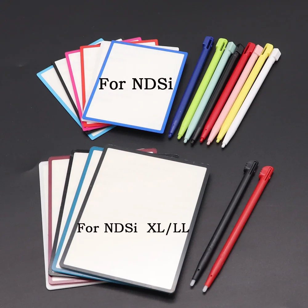 For NDSi XL LL Plastic Upper LCD Screen Lens Cover For  NDSI Console Multi-coloured Top Protector Panel Parts with Stylus Pen
