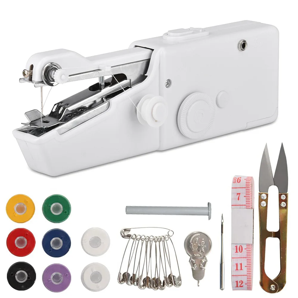 Portable Handheld Sewing Machine Mini Stitch Sew Needlework Cordless Clothes Fabrics Electric Sewing Machine