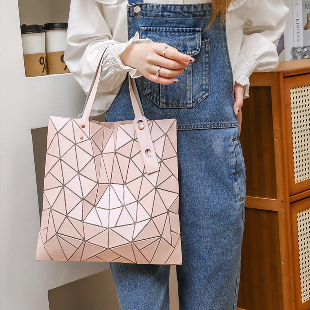 

Geometric Diamond Women Tote Bag, Futuristic Artistic PU Handbag, Unique Large Capacity Shoulder Bag for Commuting & Work