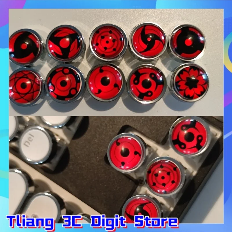 

10 Sharingan themed handmade steampunk mechanical keyboard keycaps cross axis PC gaming keyboard custom anime gift keycaps