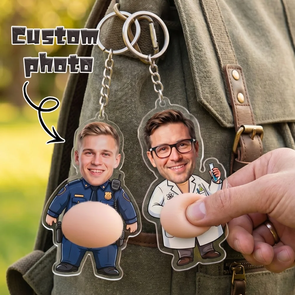 Custom Photo Squeeze Belly Acrylic Keyring,Personalized Cartoon Character Keychain,