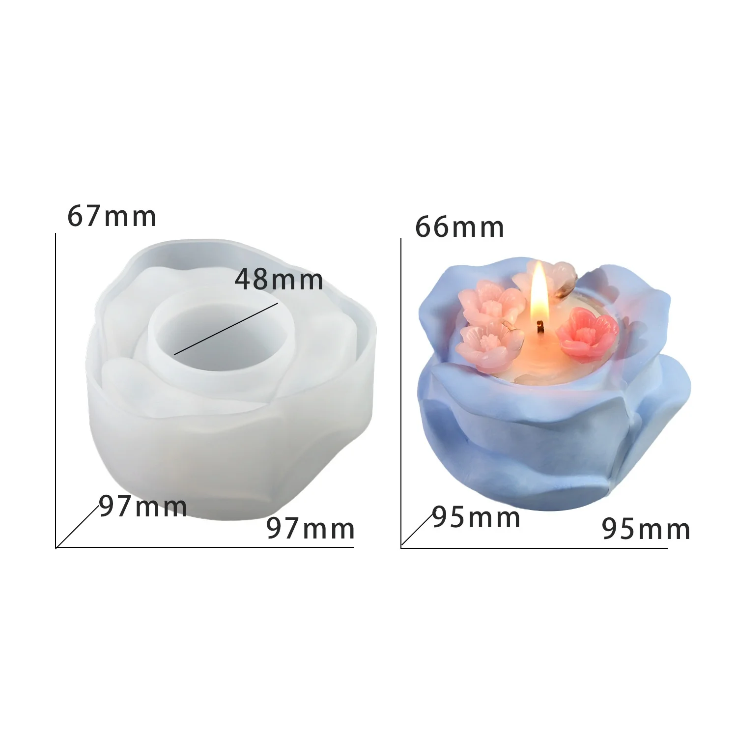 

DIY epoxy resin mold rose candle holder plaster aromatherapy candle pot base silicone mold
