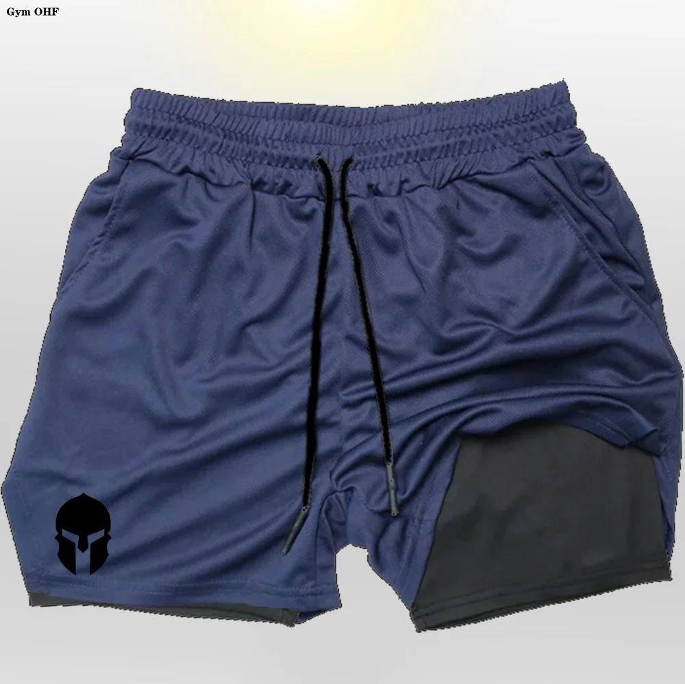 Professionelle Sportshorts für Herren, doppellagig, eng anliegend, hohe Elastizität, schnell trocknend, Schweißabsorption, atmungsaktiv – Detail 8