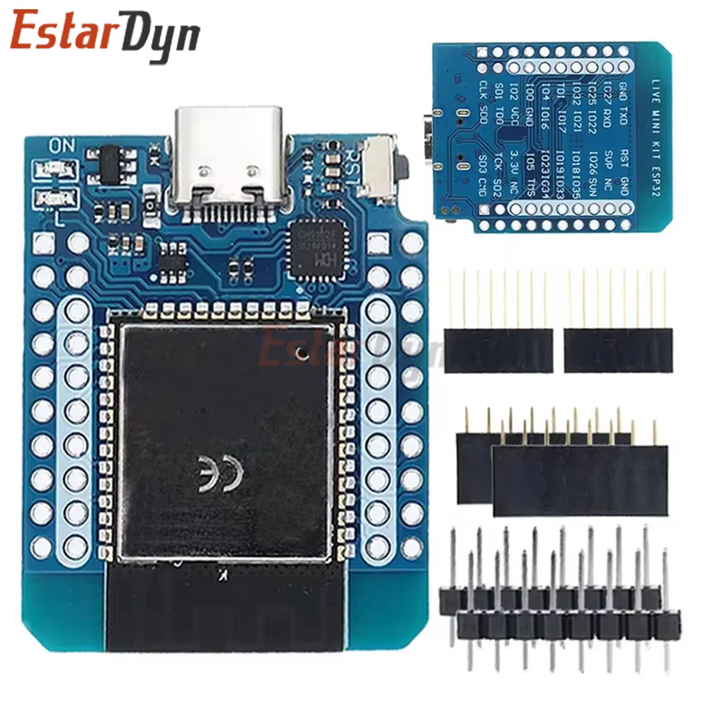 Estardyn D1 MINI ESP32 WiFi Bluetooth Development Board, ESP-32 CH9102 Serial Chip for IoT