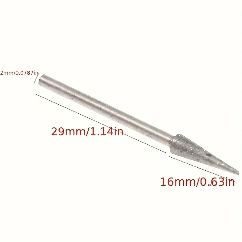 6 Stück 1-4 mm Diamant-Schleifkopf-Nadelbits, Fräser, Gravur- und Schnitzwerkzeug, 2,35 mm Schaft D – Detail 4