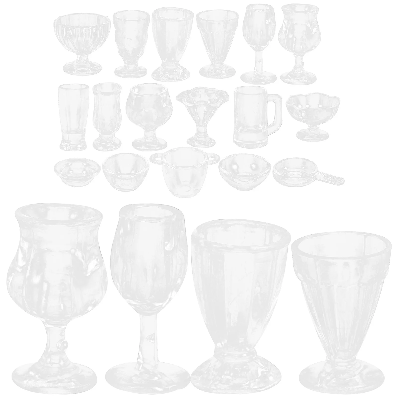 

Miniature Dessert Cup Set Miniature Tableware Mini Cups Decorative Plastic Mini House Kitchen Decor Micro Landscape Props