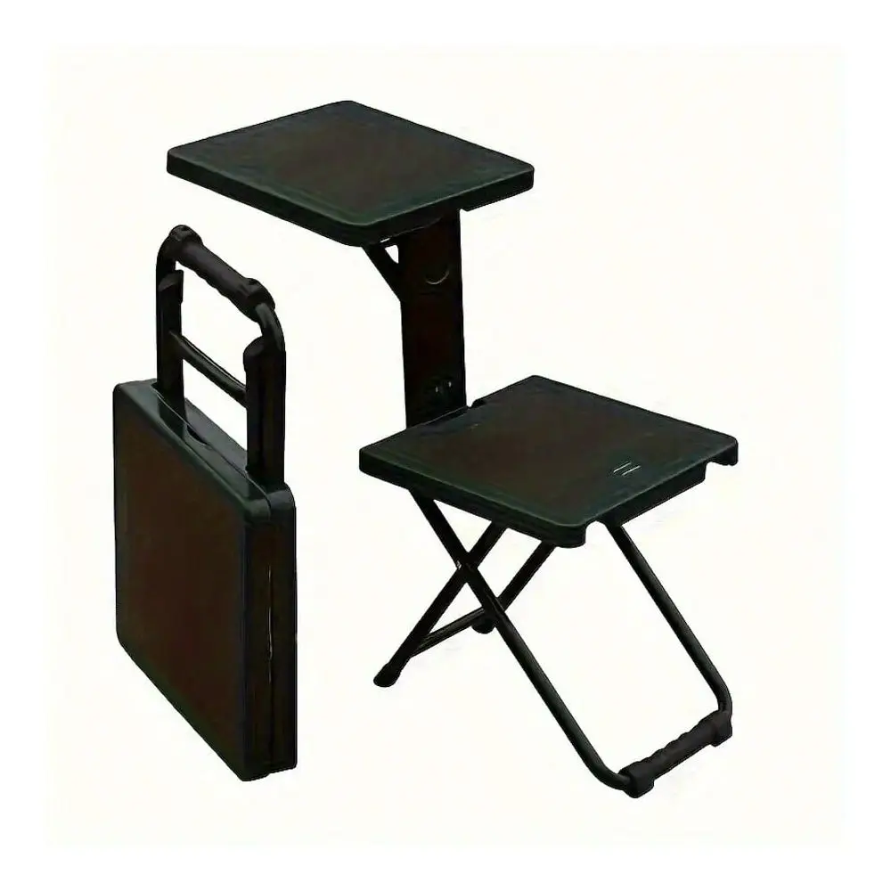 

Vintage Iron Foldable Table And Chair Set For Outdoor, Study And Vendor Use Multifunctional Portable Folding Desk And Writing C