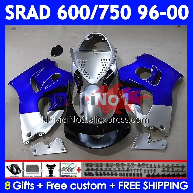 Body For SUZUKI SRAD GSXR 750 600 GSX-R600 Blue silver 101No.50 GSXR750 GSXR600 96 97 98 99 00 1996 1997 1998 1999 2000 Fairing