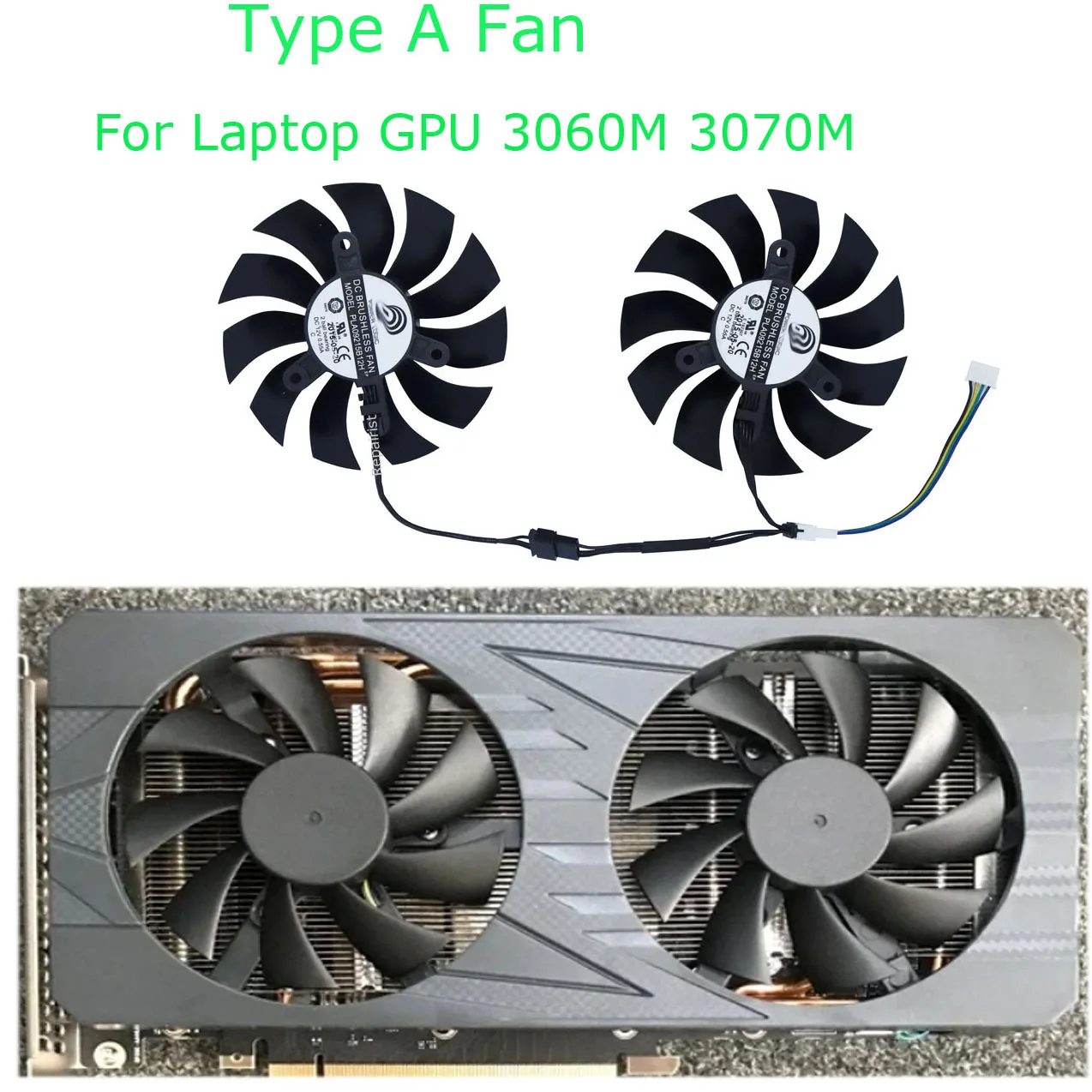 Graphics Cooler,GPU Video Card Fan,For Laptop GPU RTX3060M 6GB,For chip 3070m 8G,2Pcs/Set,PLA09215B12H,42mm 98MM Mounting Pitch