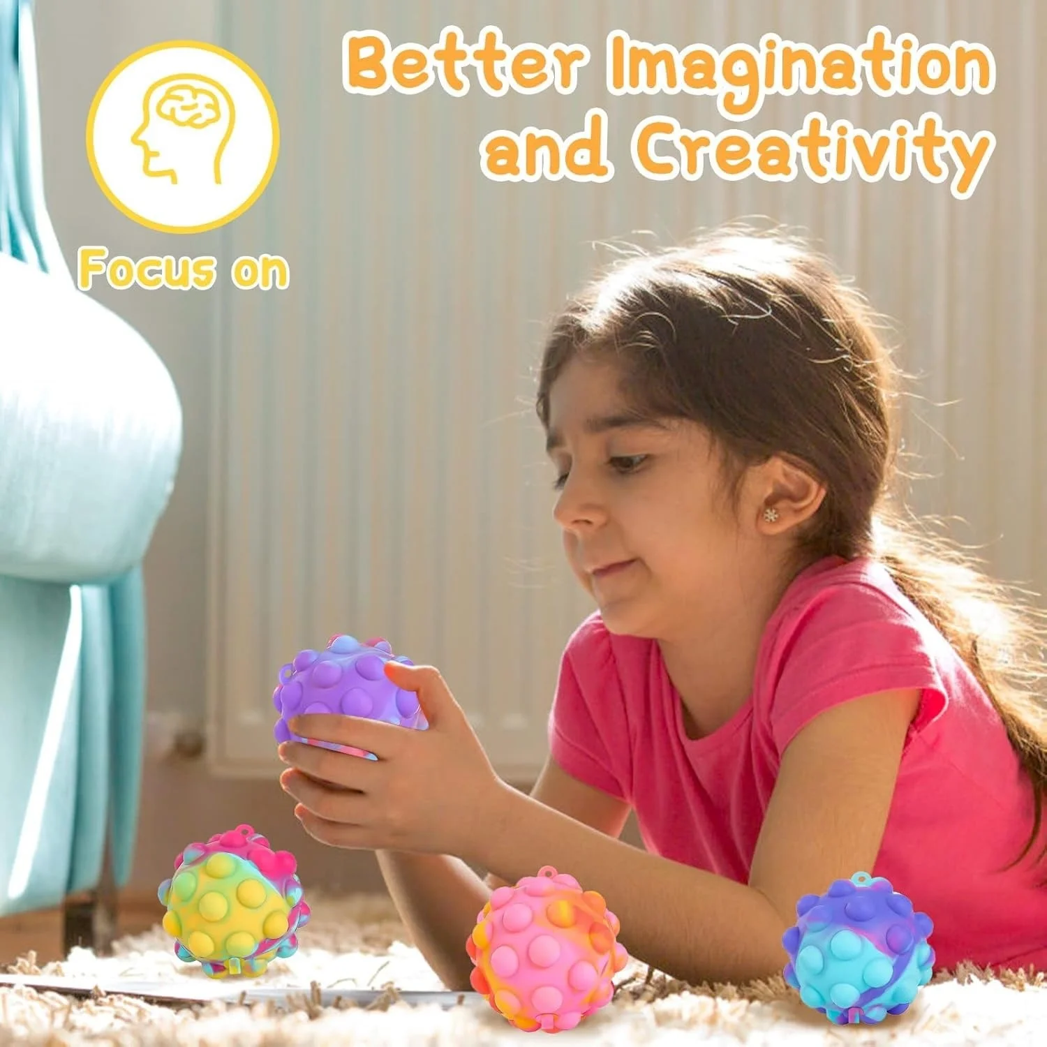 1/2/4PCS Pop Fidget Toys Bulk 3D Stress Balls for Kids Party Favors Autism Sensory Toys Squeeze Toys for Adult Stress Relief