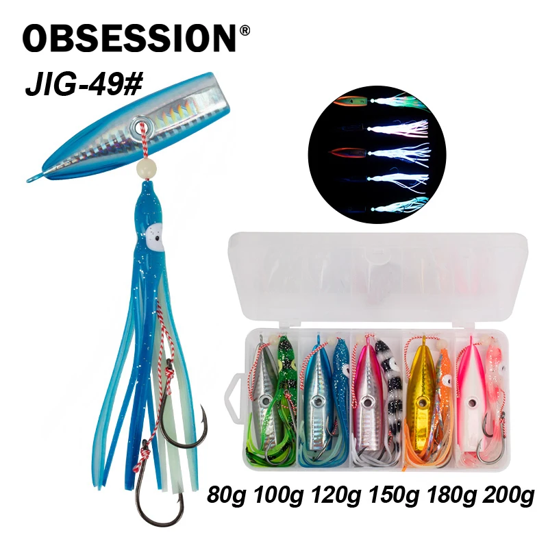 obsession-j49-5個-箱-80g-200g-ソルトウォーターボトムシップスライダー-タコ釣り用ルアー-uvミックス-インチク-メタルジグ-ルアーセット