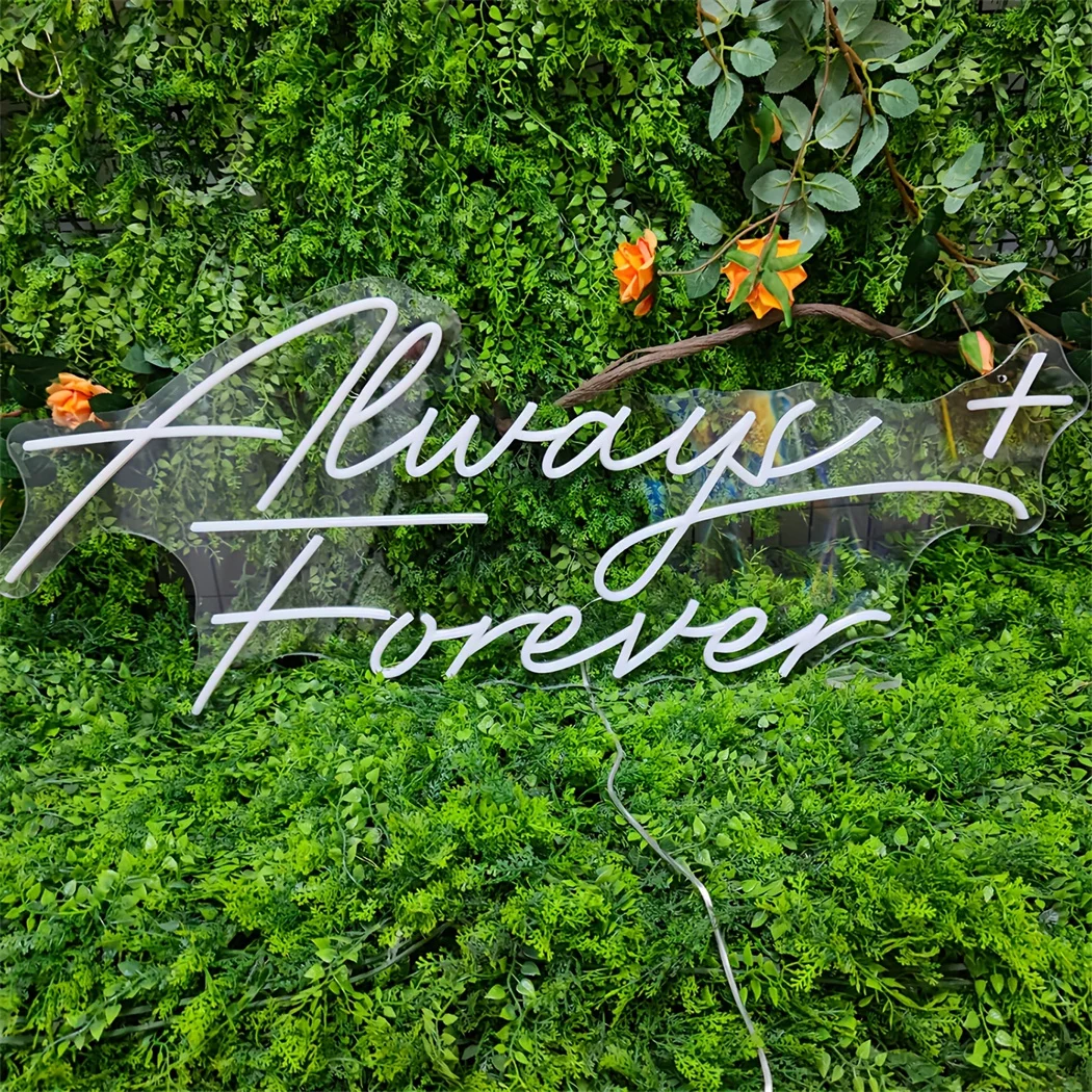 Always Forever LED Neon Sign Room Wall Decor Wedding Light for Engagement Birthday Wedding Party Gift USB Powered Neon LED Signs