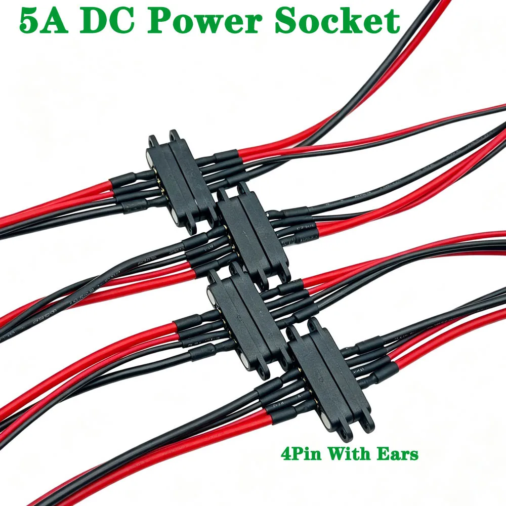 1sets 5A DC Magnetic Pogo Pin Connector 4Pin Pogopin Male Female Spacing 4.0mm 2.54mm Spring Loaded DC Power Socket