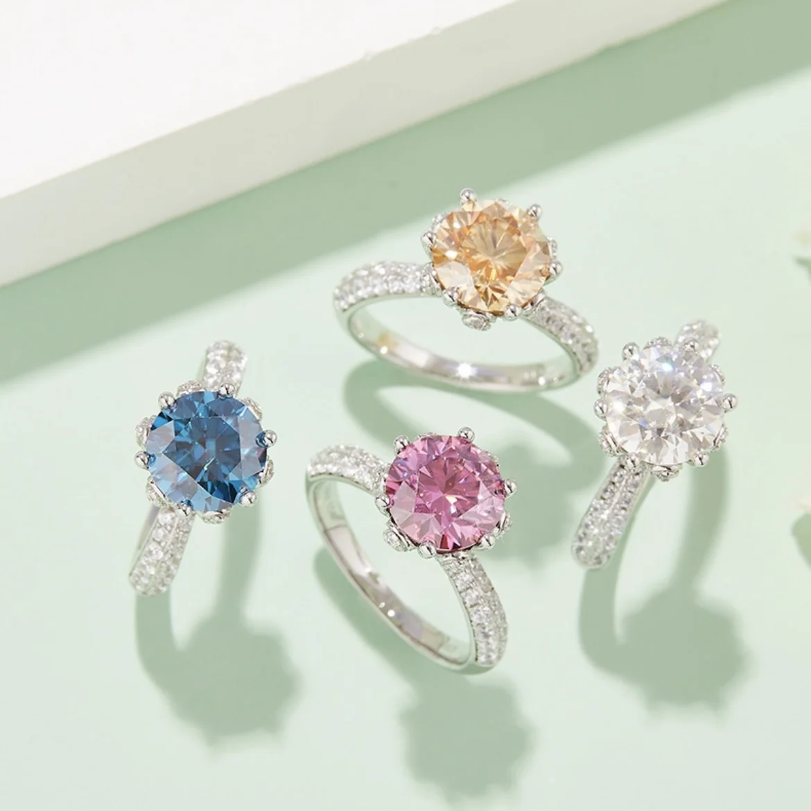 

3CT Moissanite S925 Sterling Silver Ring White Gold Plated Women Diamond Rings