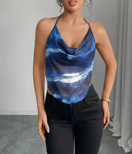 2025年夏 セクシー キャミソール バックレスカラー レディース タンクトップ