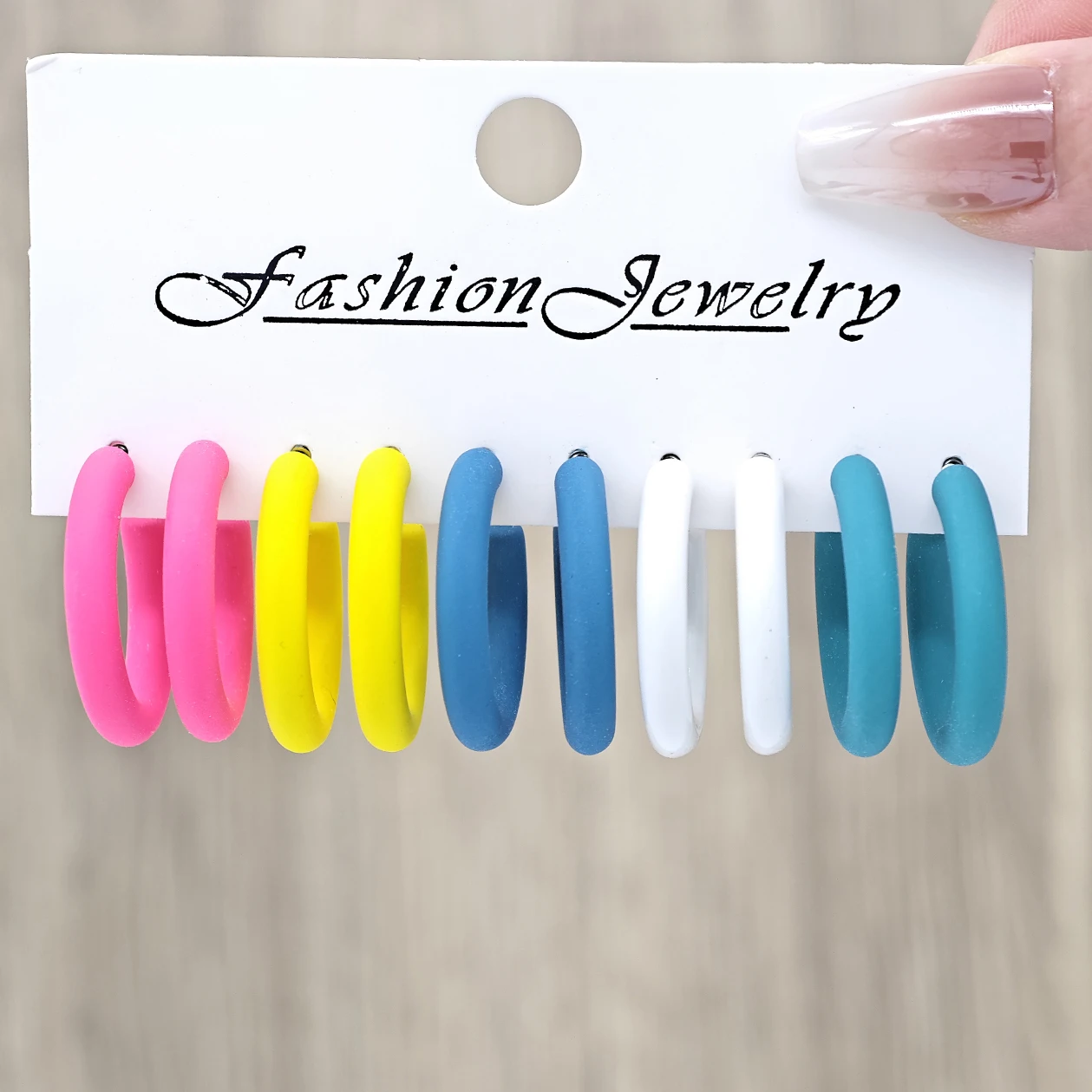 Cross-border Morandi Color Hoop Earrings, Resin Water Drop Summer Fresh Transparent Earrings Set